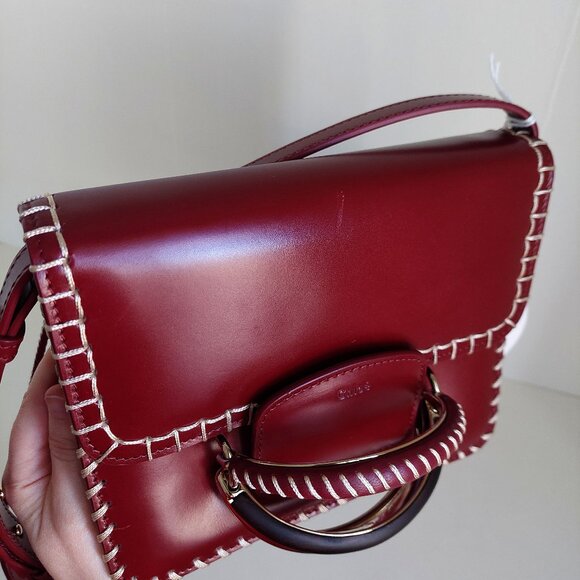 CHLOE Kattie Dark Ruby Red Crossbody Bag - Picture 7 of 17